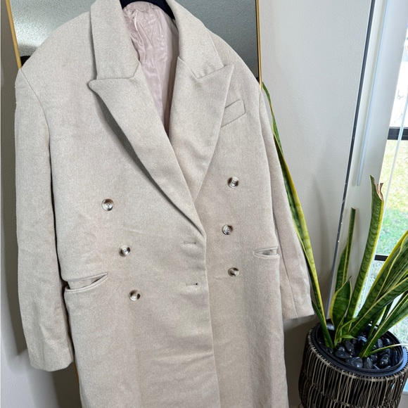 House of CB Carter oatmeal double breasted coat - Picture 8 of 9